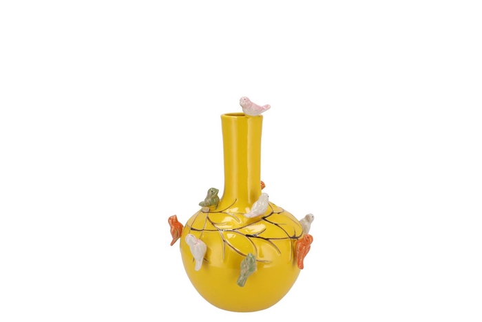 Bird Vase Yellow Tube 13x15cm Nm