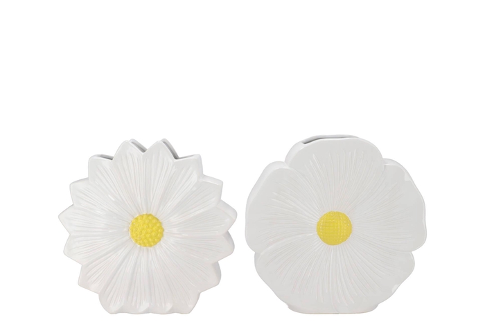 Bloom White Vase Daisy Ass 30x9x30cm