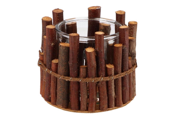 <h4>Nature Birch Branch Natural Glass Jar 16x14cm</h4>