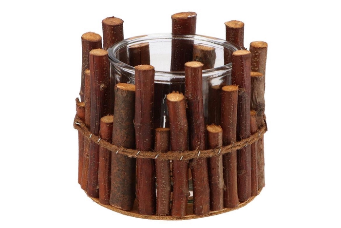 <h4>Nature Birch Branch Natural Glass Jar 16x14cm</h4>