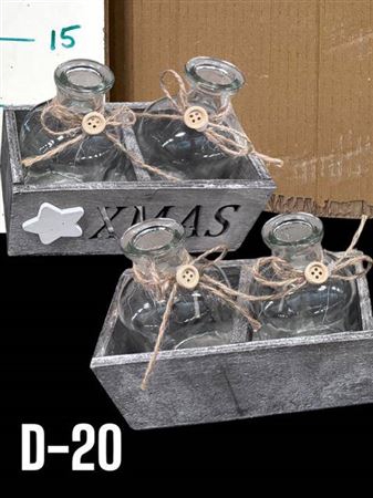 <h4>X-mass Vaasjes In Houten Bakje H10.5 Vaasje</h4>