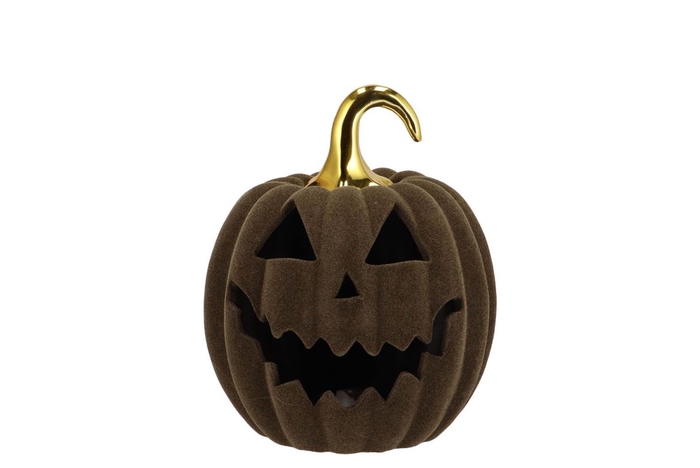 <h4>Autumn Flock Scottish Green Pumpkin Face Led 15x15x17cm</h4>