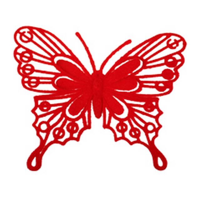 <h4>Pick Butterfly baroque 9x10cm+50cm stick red</h4>