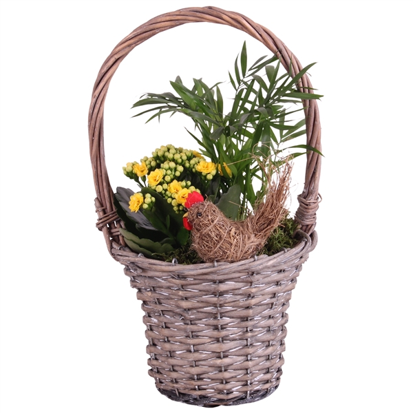 <h4>Easter Arr. Indoor Willow Handle Basket Ø18cm 2PP</h4>