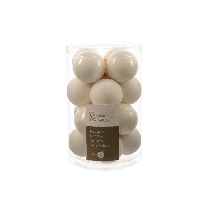 <h4>KERSTBAL GLASS 35MM WOOLWHITE 16PCS</h4>