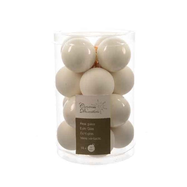 KERSTBAL GLASS 35MM WOOLWHITE 16PCS