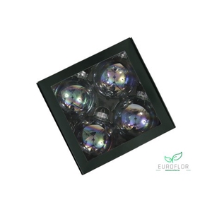 KERSTBAL GLASS 100MM 4PCS CLEAR PEARL