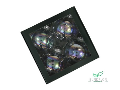 KERSTBAL GLASS 100MM 4PCS CLEAR PEARL