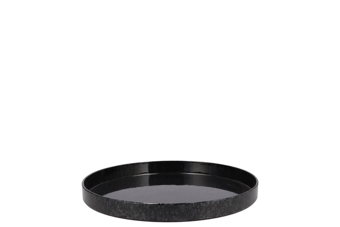 Melamine Wild Black Tray Round 22x22x2cm Nm
