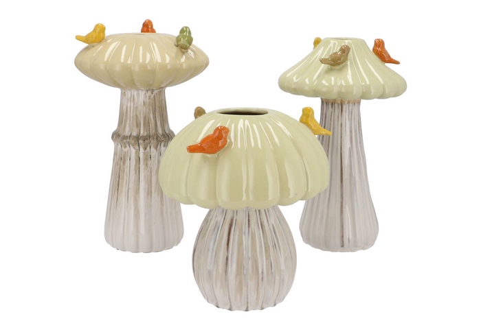 <h4>Bird Mushroom Vase Sand Ass 18x18x31cm Nm</h4>