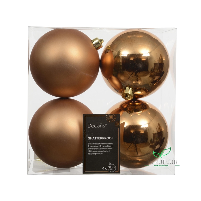 <h4>KERSTBALLEN POLYSTYREEN MIX BRANDY D10CM 4PCS</h4>