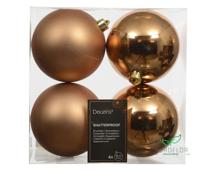 KERSTBALLEN POLYSTYREEN MIX BRANDY D10CM 4PCS