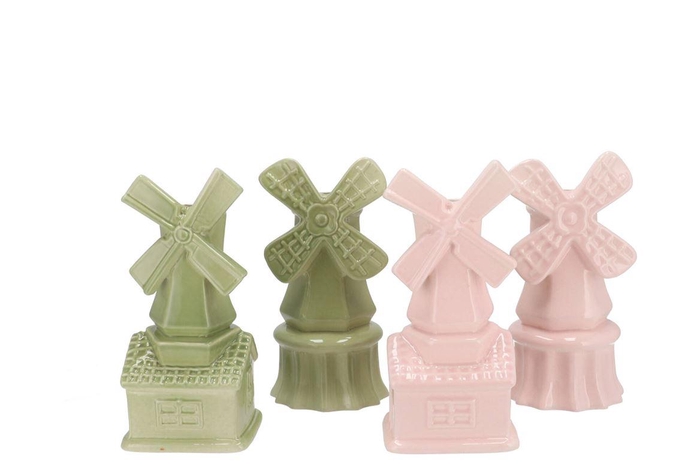 Holland Pistache/pink Vase Mill Ass 12x11x24cm Nm