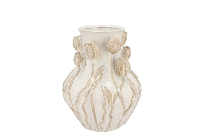 <h4>Mara White Vase Neck Tulip 24x24x27cm Nm Nm</h4>