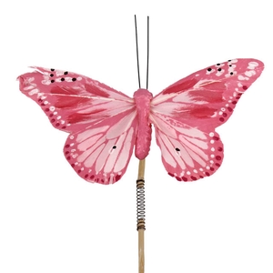 Pick Papillon 6x11cm + 50cm stick pink
