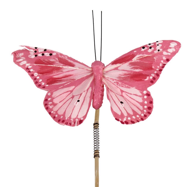 <h4>Bijsteker Papillon 6x11cm + 50cm stok roze</h4>