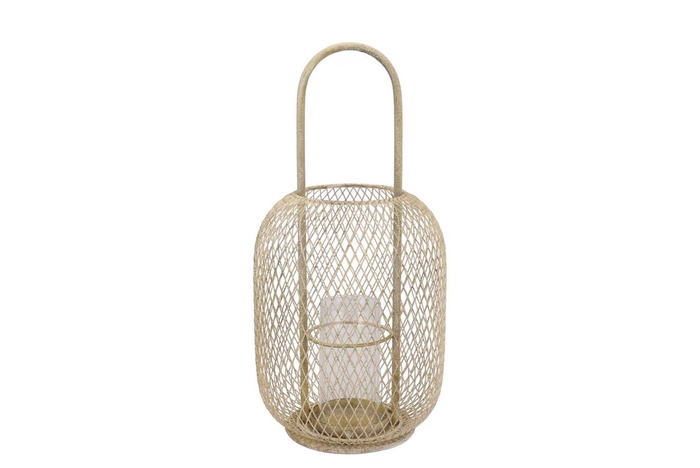 <h4>Casablanca Sand Lantern Iron Glass 19x19x37cm</h4>