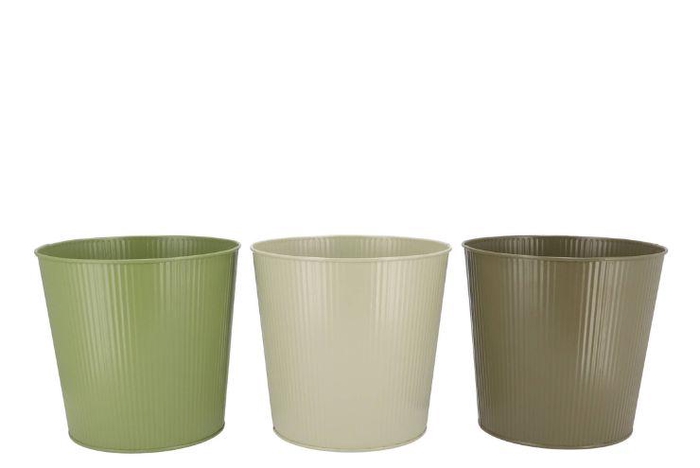 Zinc Summer Green Mix Bucket Striped Ass 25x22x17cm