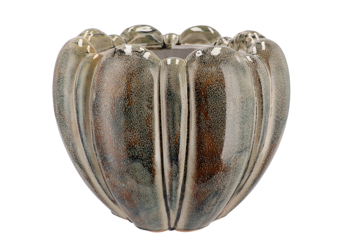 Inga Green Pot Round Active Glaze 27x27x21cm