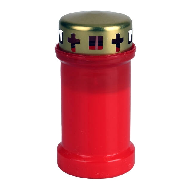 <h4>Kaars graflicht no3 met goud deksel rood 65x130mm</h4>