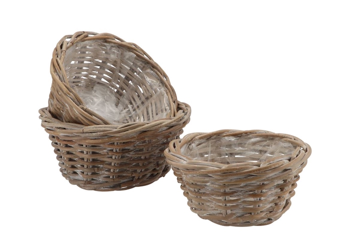 Rattan Bowl Basket D30xh14cm 3-pieces