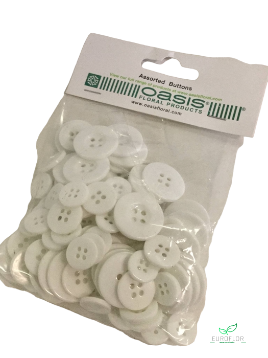 BUTTONS ASSORTED 3SIZES WHITE