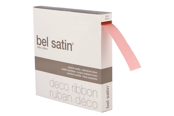 <h4>Ribbon Satin (nr.a18) Soft Pink 25mm A 100 Meter</h4>