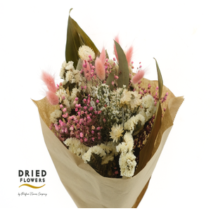 Dried Bouquet White Pink x10