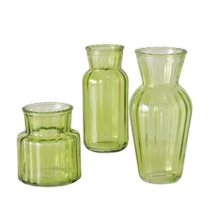 Vase Tilla, 3 p., Set 3, H 9-15,5 cm, glass laquered green, 4066076455270, 2053840