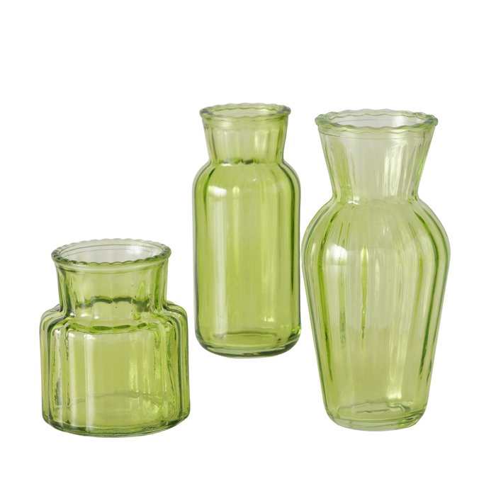 <h4>Vase Tilla, 3 p., Set 3, H 9-15,5 cm, glass laquered green, 4066076455270, 2053840</h4>