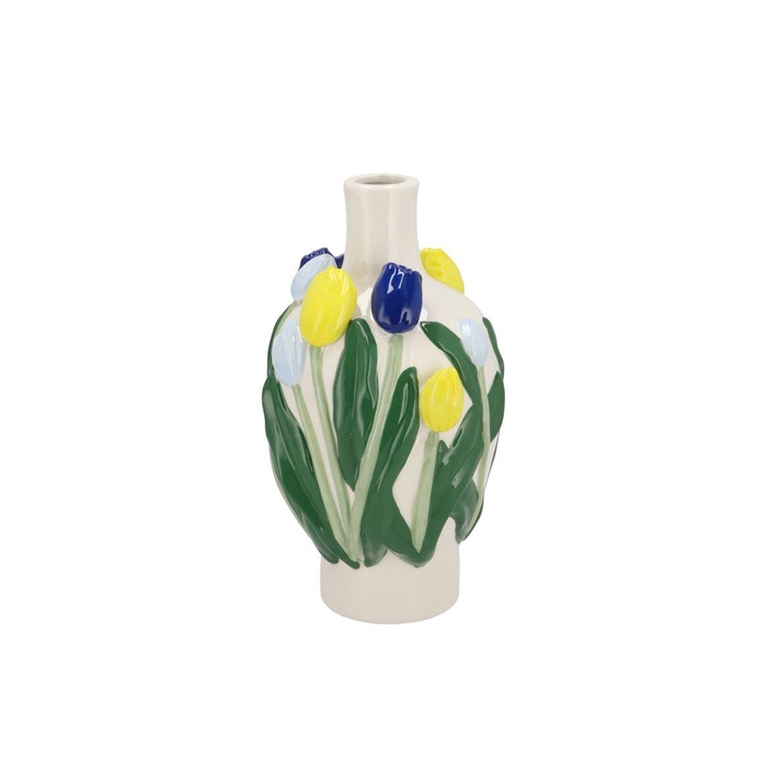 <h4>Isa Dutch Blue/yellow Vase Neck Tulip 16x16x26cm Nm</h4>