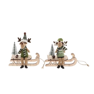 Reindeer Cozy On Sledge  2Ass L18W7H16