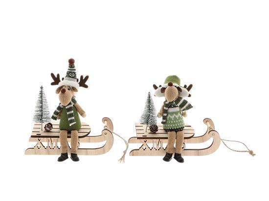 Reindeer Cozy On Sledge  2Ass L18W7H16