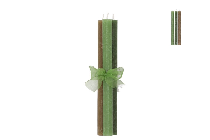 <h4>Frosty Green Mix Taper Candle 2x25cm</h4>