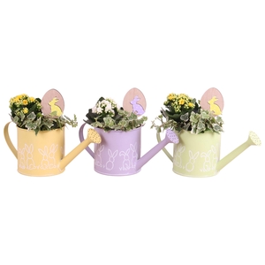 Easter Arr. Indoor Zinc Watering Can Bunny Relief Ø29cm 2PP