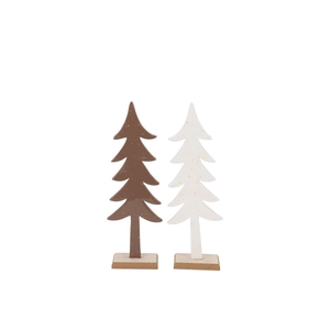 Lauren Brown White X-mas Tree Wood 7x4x21cm
