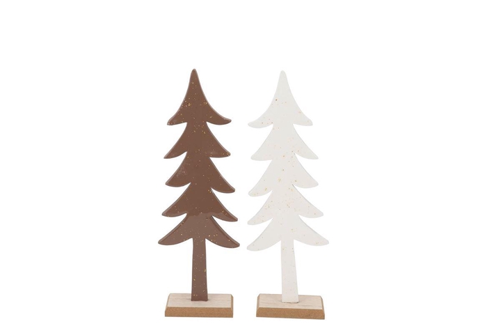 <h4>Lauren Brown White X-mas Tree Wood 7x4x21cm</h4>