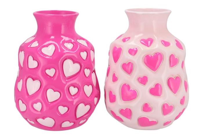 <h4>Heartbreaker Fuchsia/pink Mix Vase Ass 21x21x27cm</h4>