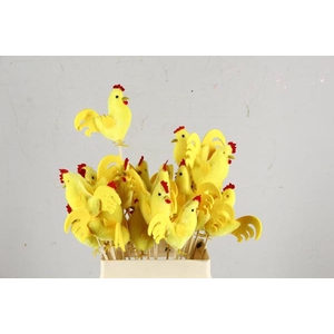 Stick Rooster Fabric 12cm Yel.