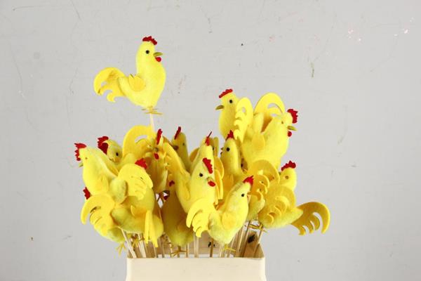 <h4>Stick rooster fabric 12cm yel</h4>