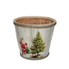 Kerst Hout Santa pot d17*15cm