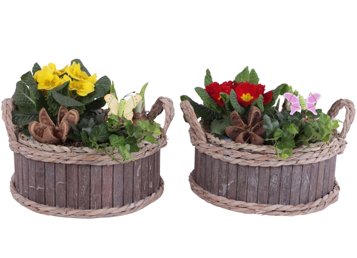 <h4>Early Spring Arr. Outdoor Wooden Pot Round Waterhyacint RimØ25cm</h4>