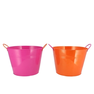 Zinc Basic Fuchsia/orange Ears Bucket 27x20cm