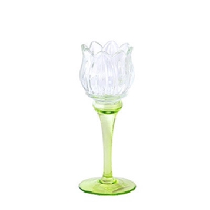 Theelichth. Tulp glas d08*19cm