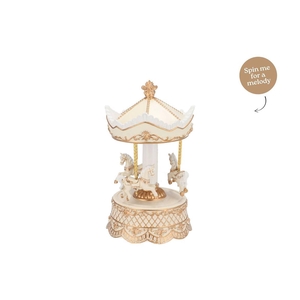 Glowy Cozy Gold Carousel Music Box 13x13x23cm Nm