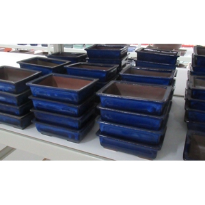 pot rectangle glazed blue (19x14x5,5)