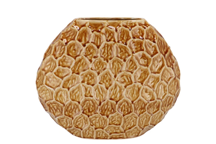 <h4>Inga Jada Brown Oval Vase Active Glaze Struct 32x12x26cm Nm</h4>