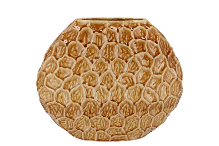 <h4>Inga Jada Brown Oval Vase Active Glaze Structure 32x12x26cm</h4>