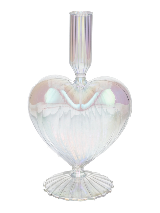 <h4>DF02-730704200 - Candle hldr Lovely 12x8.5x21 clear+pearl</h4>