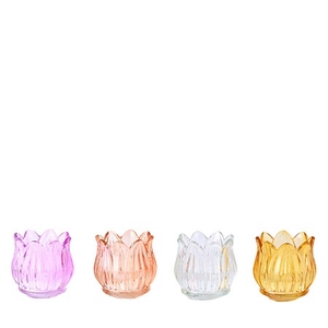 Theelichth. Tulp glas d07*7cm
